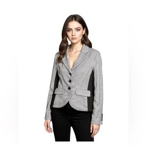 Kenar Black Gray Knit Blazer Jacket Size L Tailored Career 3 Button